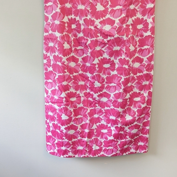 Milly Pink White Daisy Floral Midi Dress - Picture 4 of 10